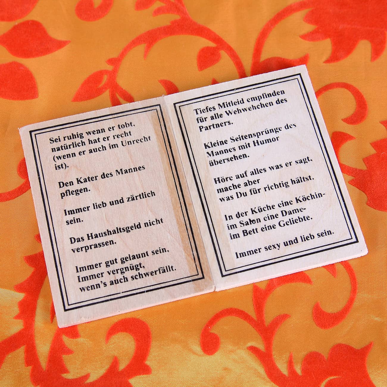 Holzbuch 10 Gebote für die Ehefrau