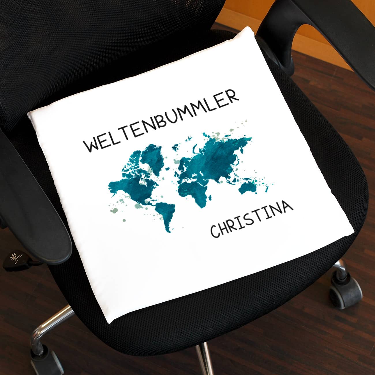 Sitzkissen Weltenbummler, einseitig bedruckt