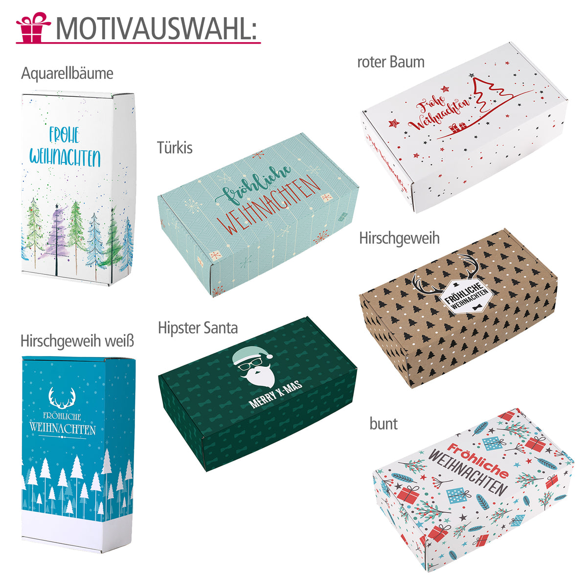 Geschenkboxen für Weihnachten in 3 Größen | Geschenkverpackung Box für Weihnachtsgeschenke