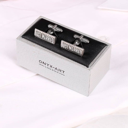 Just Married Manschettenknöpfe in Silber