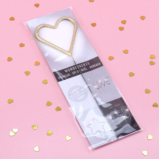 Herz Wunderkerze in gold