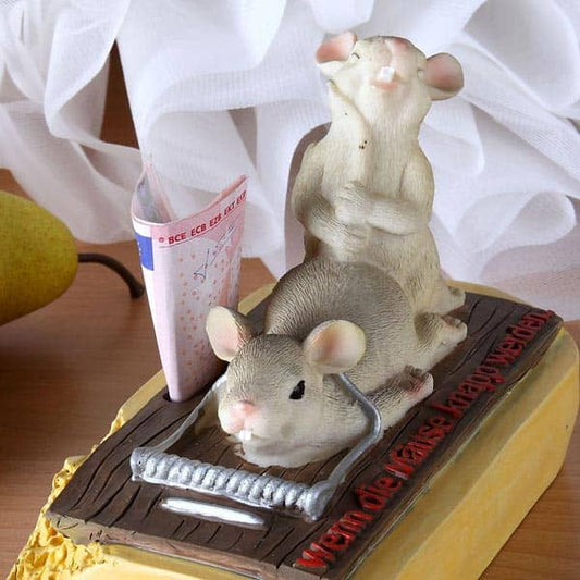 Spardose Mäuse - Paar auf Falle