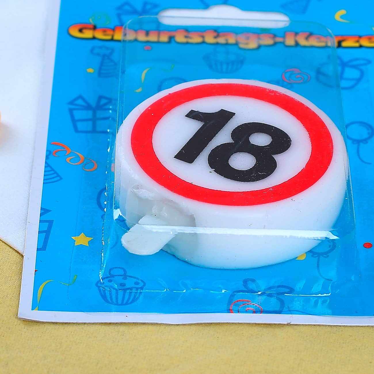 Wachskerze für Torten mit Stab zum Befestigen