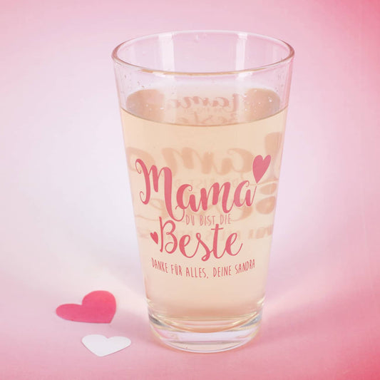 Bedrucktes Trinkglas für Mama