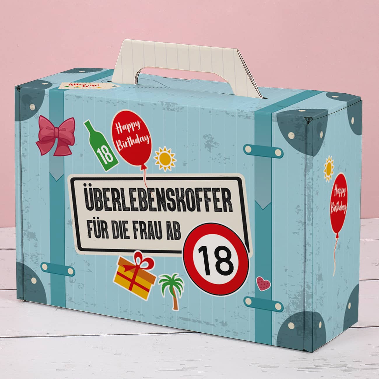 Bedruckter Pappkoffer