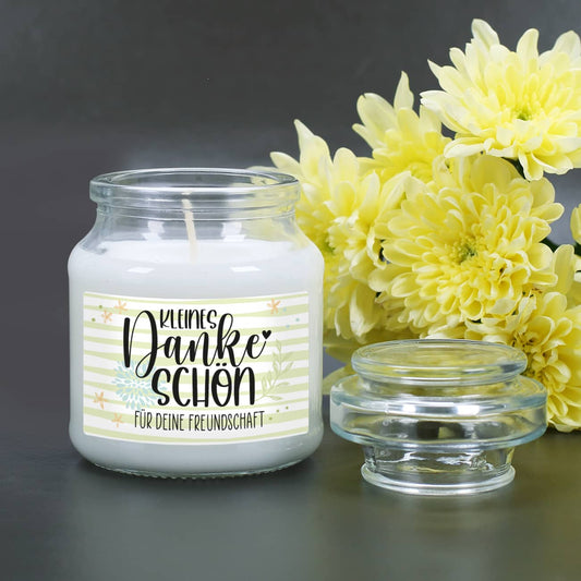 Duftkerze zum Danke sagen mit Text personalisiert