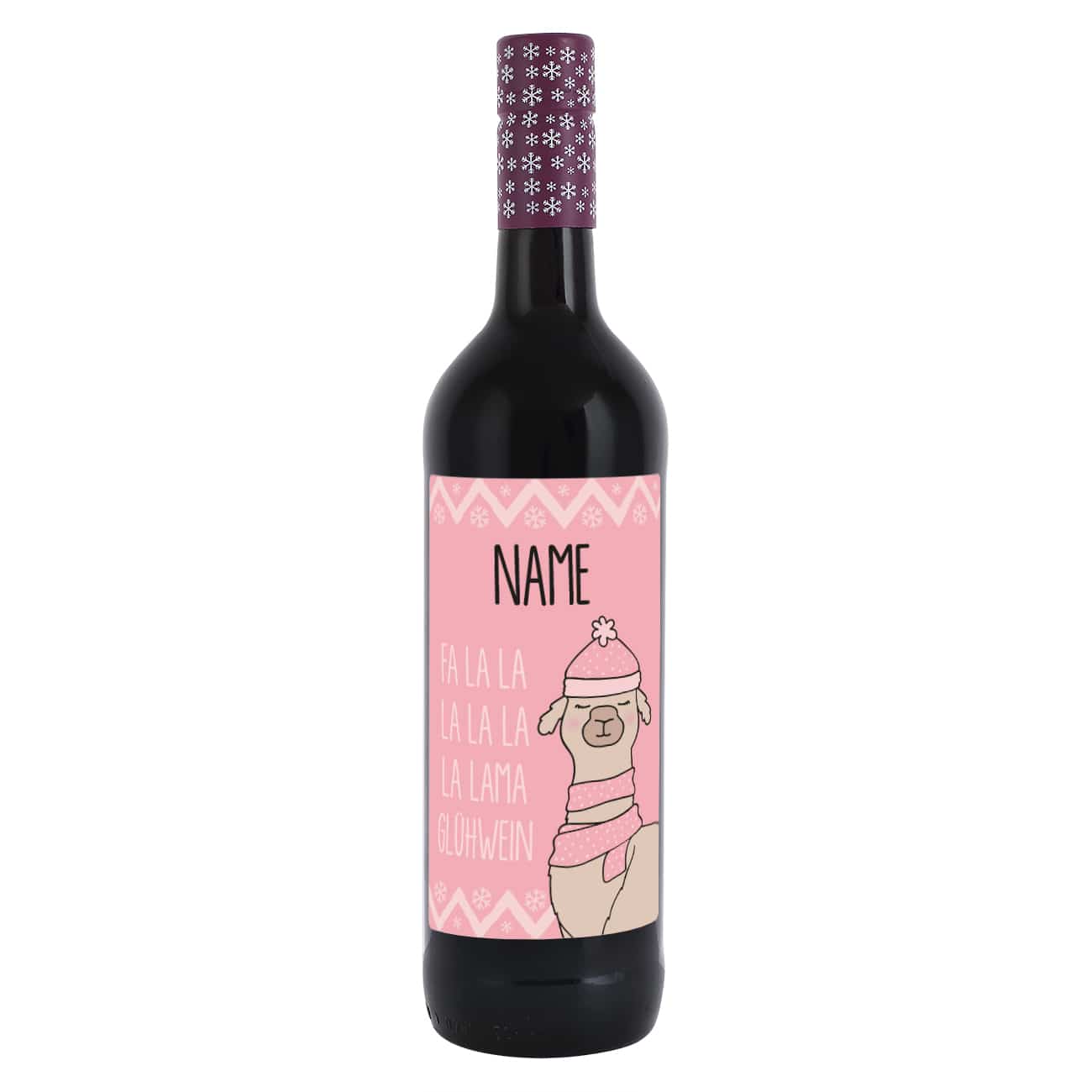 Glühwein mit niedlichem Lama und Ihrem Wunschnamen