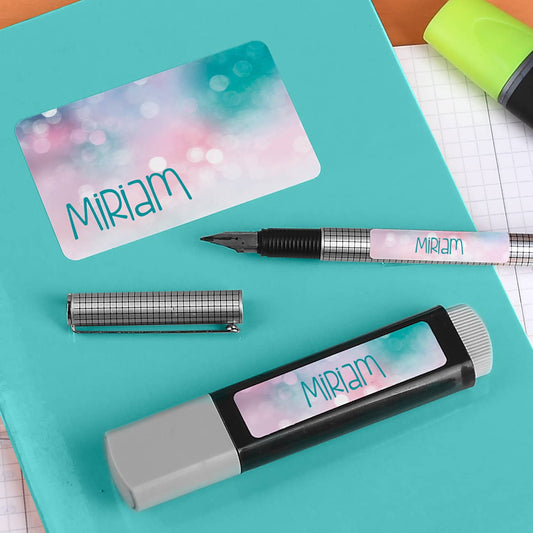 Rosa Namensaufkleber in 3 Größen