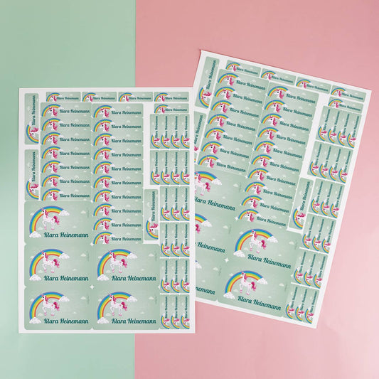 Schulaufkleber Namensetiketten Einhorn