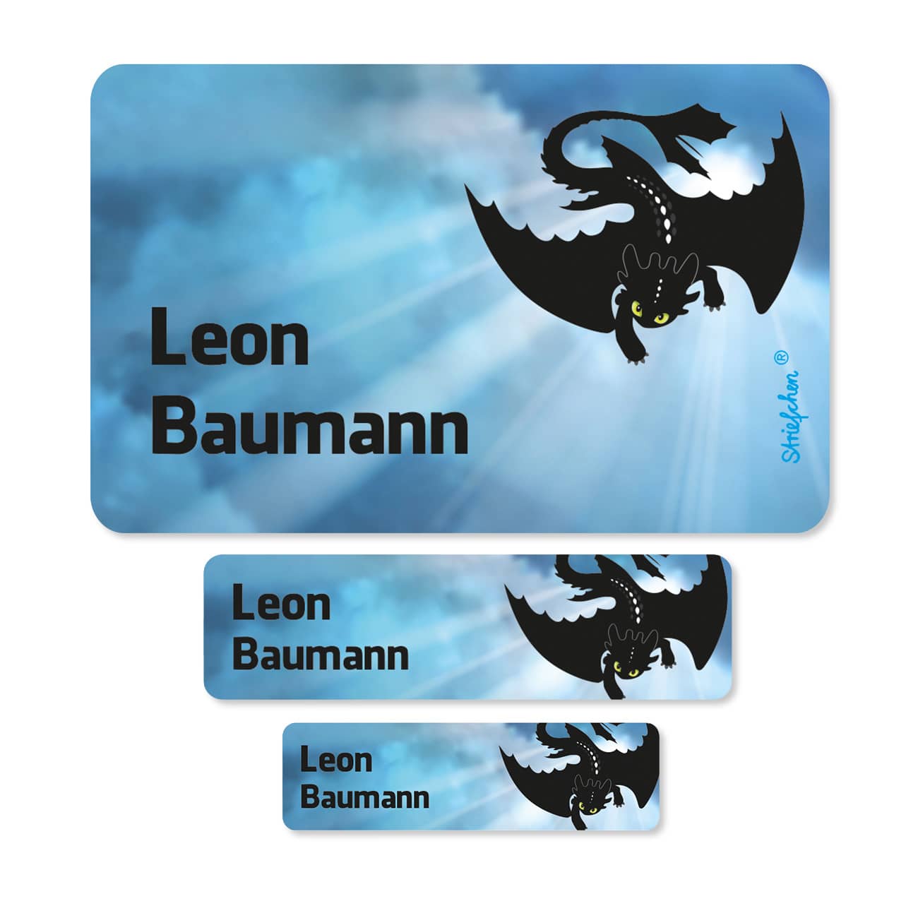 Aufkleberset mit Drache und Name