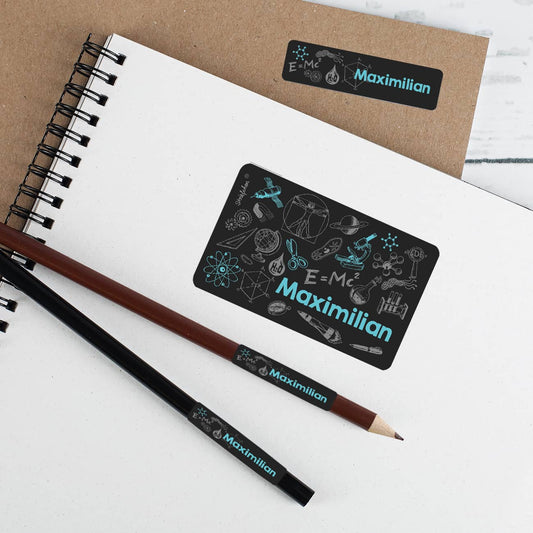 Namensaufkleber für kleine und große Wissenschaftler