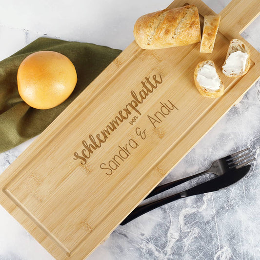 Großes Servierbrett aus Bambus mit persönlicher Gravur