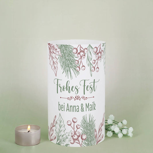 Personalisierte Lichthülle mit weihnachtlichem Motiv & Personalisierung