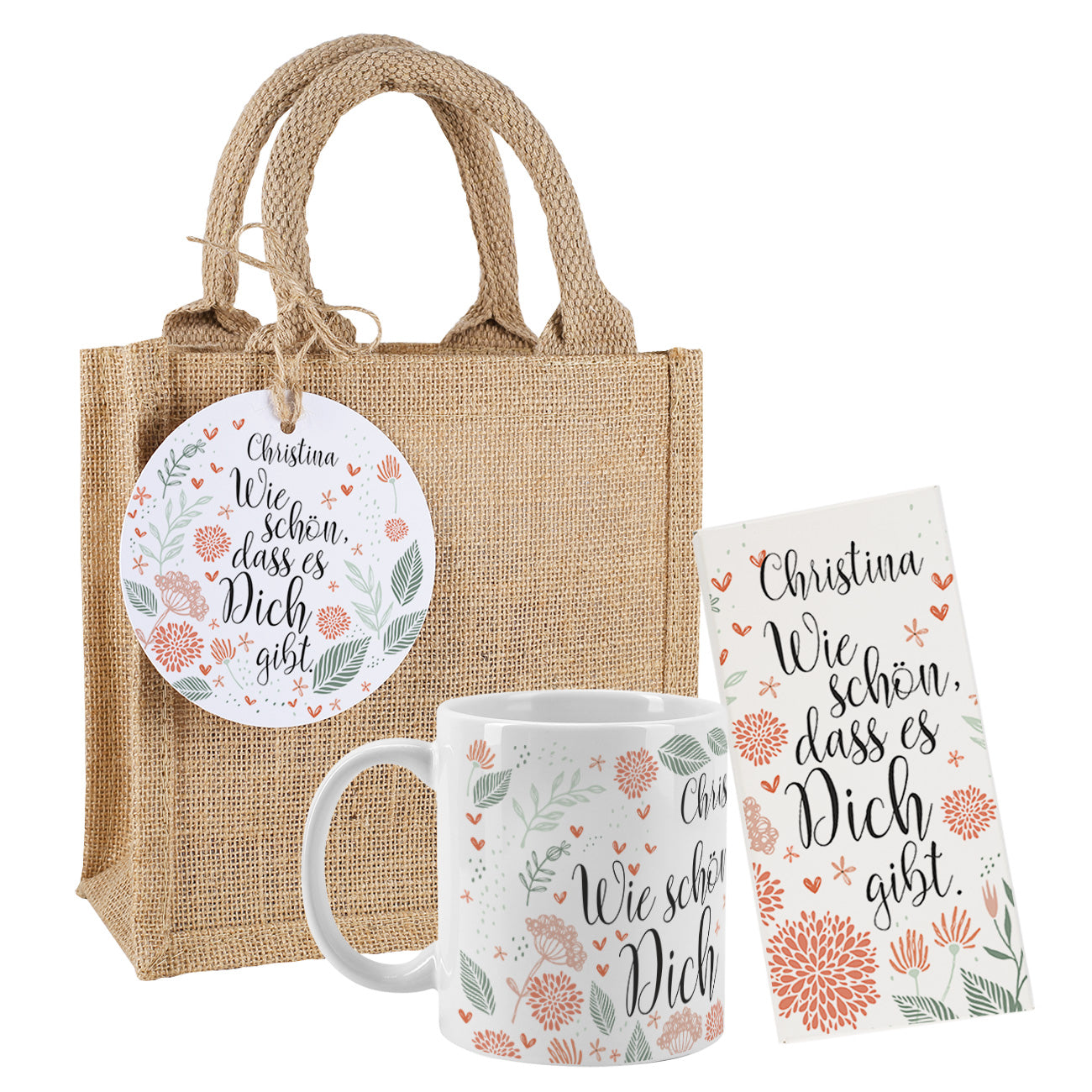 Geschenkset mit Tasse und Schokolade - Wie schön, dass es dich gibt