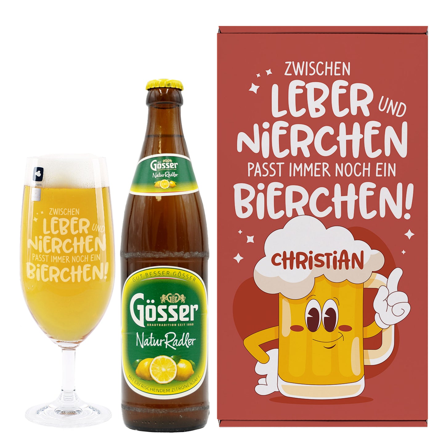 Bier Geschenkset für Männer | Personalisiert mit Getränkewahl | Zwischen Leber und Nierchen…