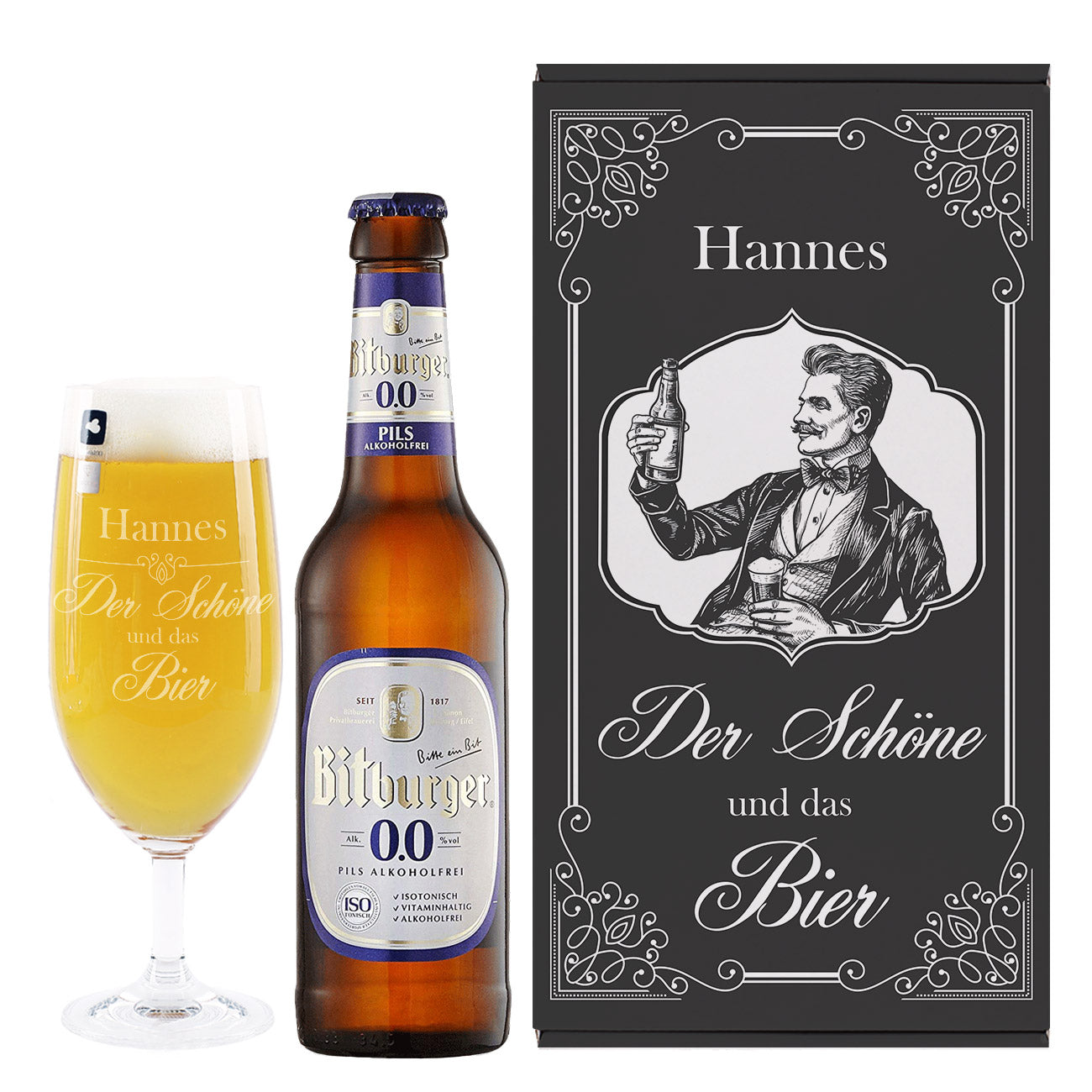 Bier Geschenkset mit Personalisierung und Bitburger alkoholfrei