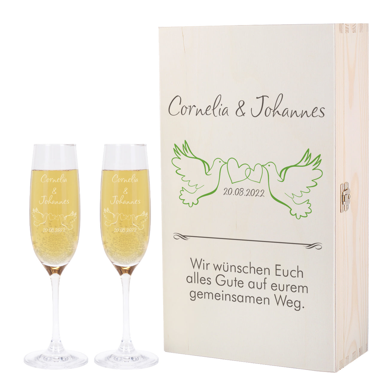 Sektgläser mit Ihrem Namen und passender Box