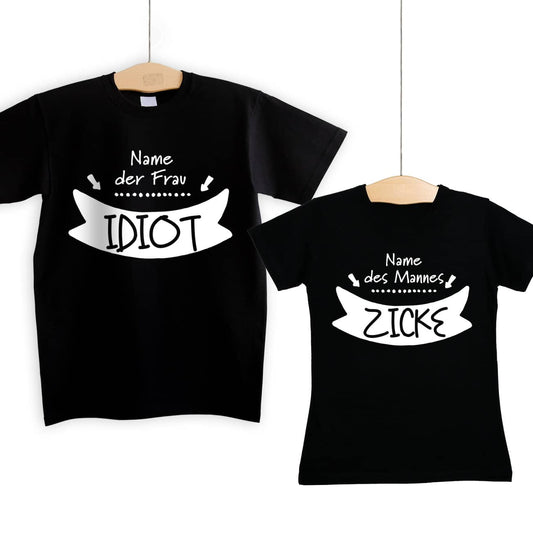 Partner Fun-Shirts - Idiot und Zicke