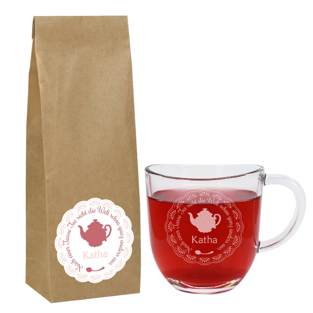 Tee Set - Nach einer Tasse Tee sieht die Welt schon ganz anders aus - mit Name