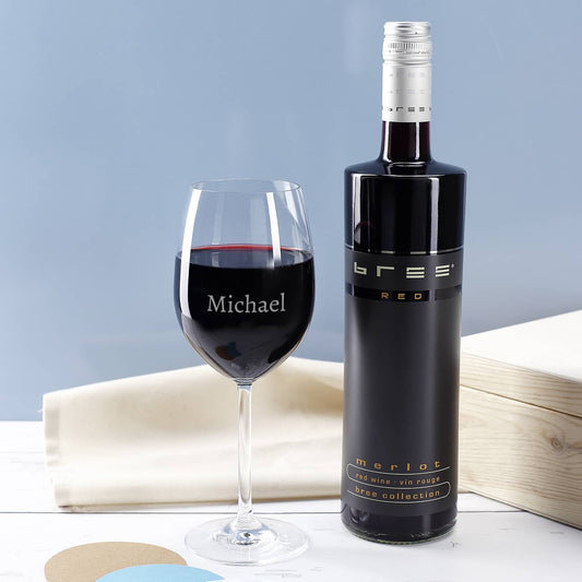 Graviertes Weinglas von Leonardo und Weinflasche Ihrer Wahl