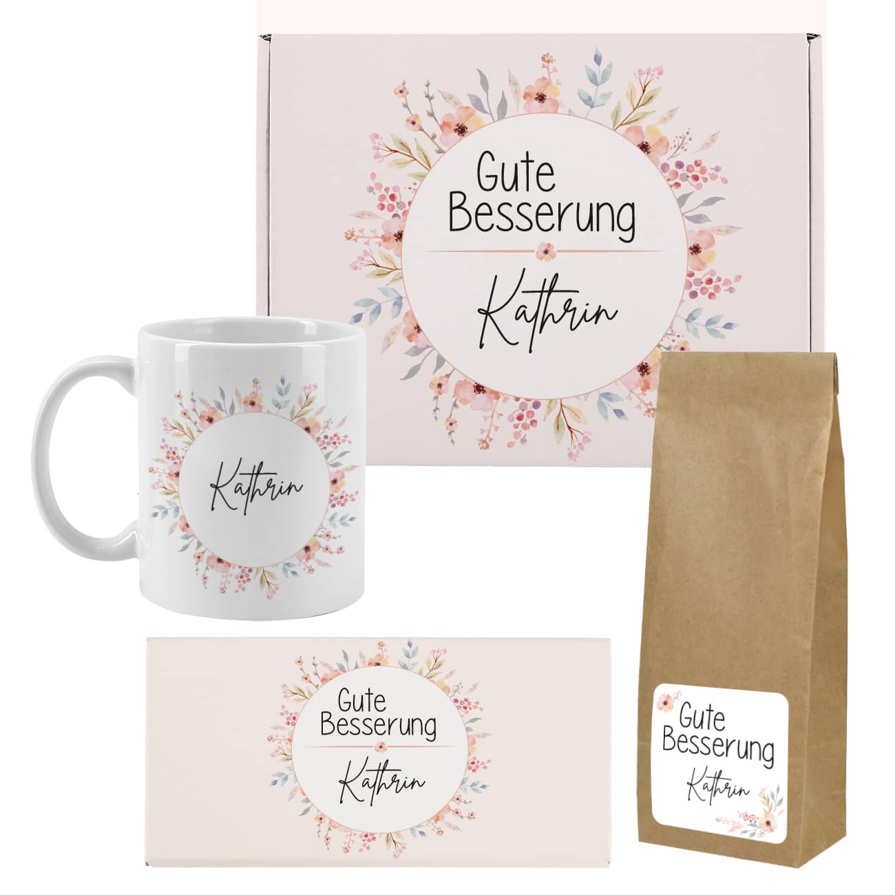 Gute Besserung Geschenkset mit Name personalisiert
