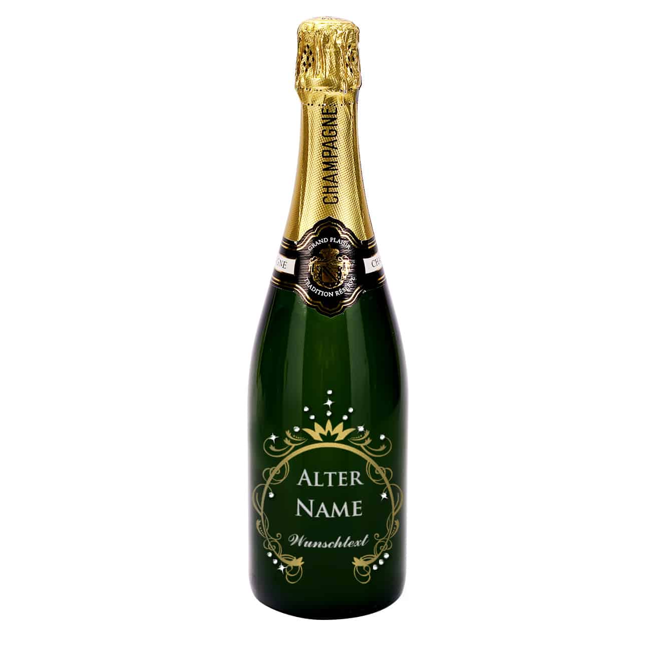 Champagnerflasche zum Geburtstag mit Gravur und SWAROVSKI Strasssteinen