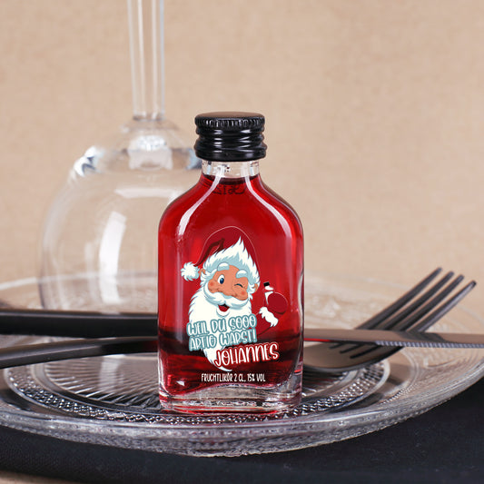 Fruchtlikör mit Weihnachtsmann Aufdruck und Name