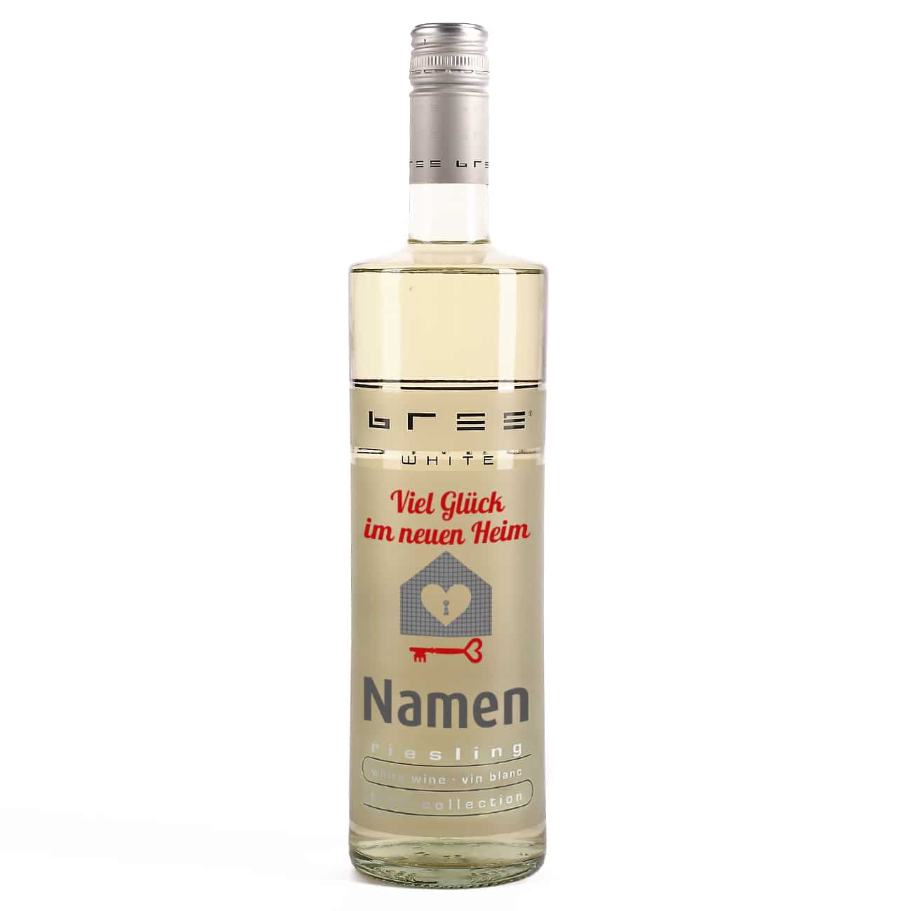 Weißwein Einzugsgeschenk mit Namen