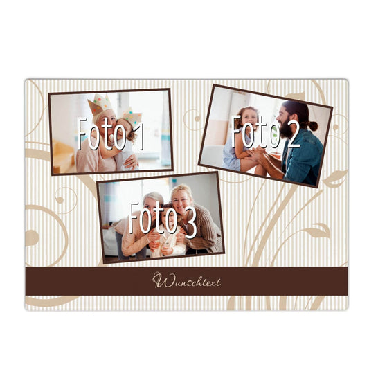 persönlich Schneidebrett mit drei Fotos und Wunschtext