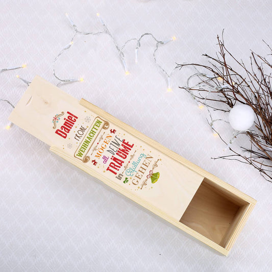 Verpackung für Weinflasche aus Holz mit Ihrem Wunschnamen