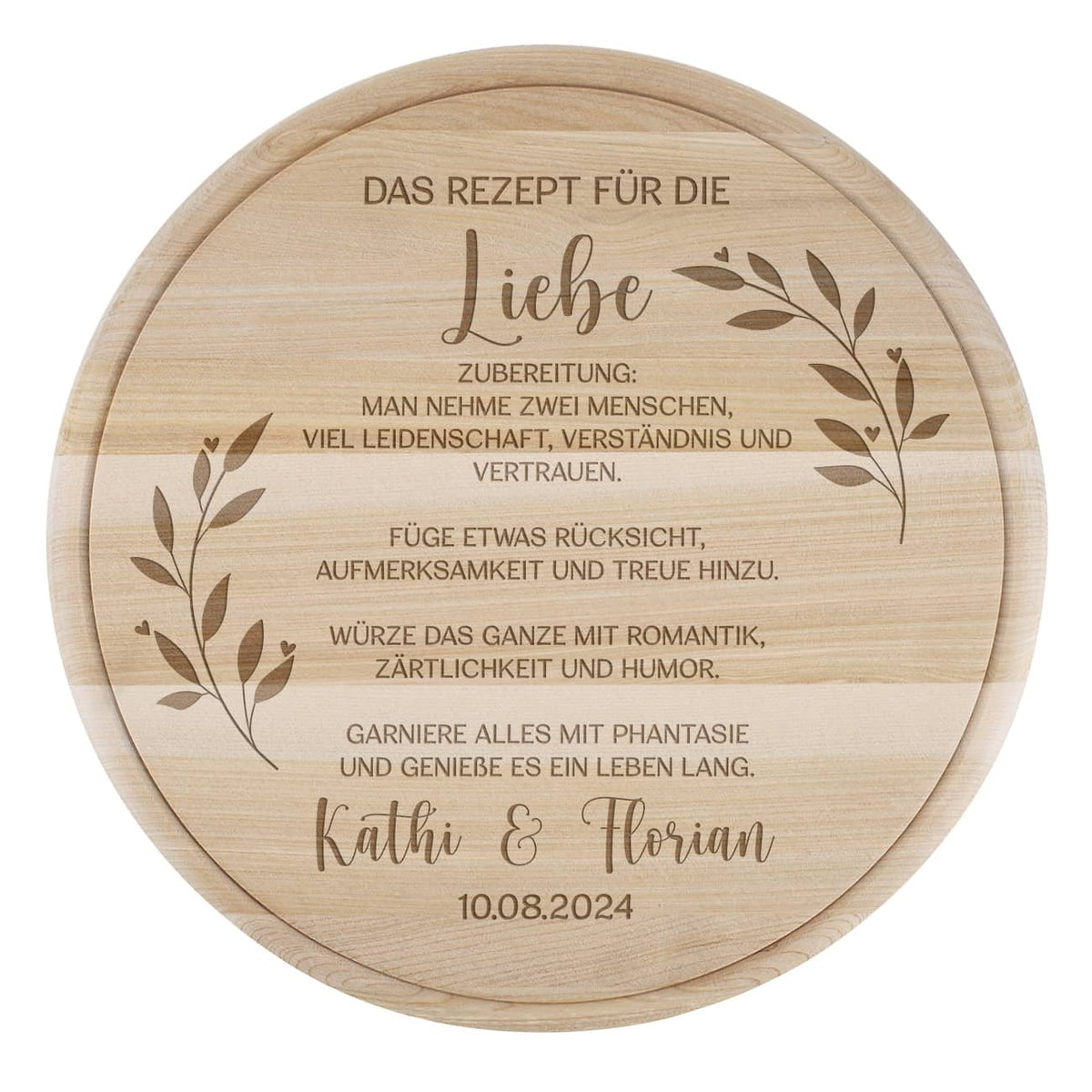 Das Rezept für die Liebe - Holzbrettchen als Hochzeitsgeschenk