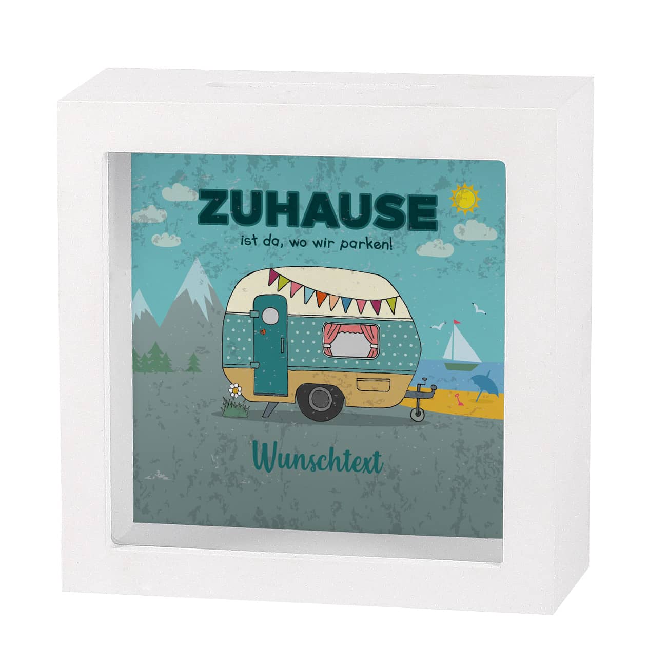 Zuhause ist da, wo wir parken - Spardose mit Wunschtext