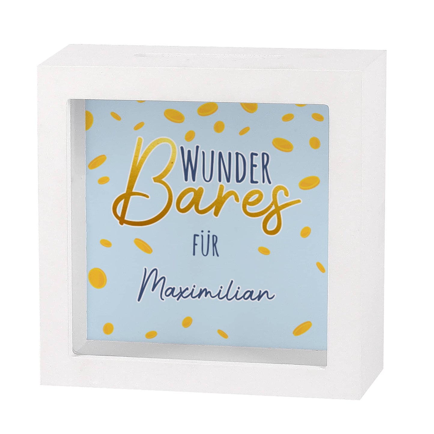 Personalisierte Bilderrahmenspardose mit Name nach Wunsch