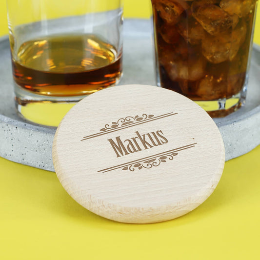 Gravierte Glasabdeckung aus Holz