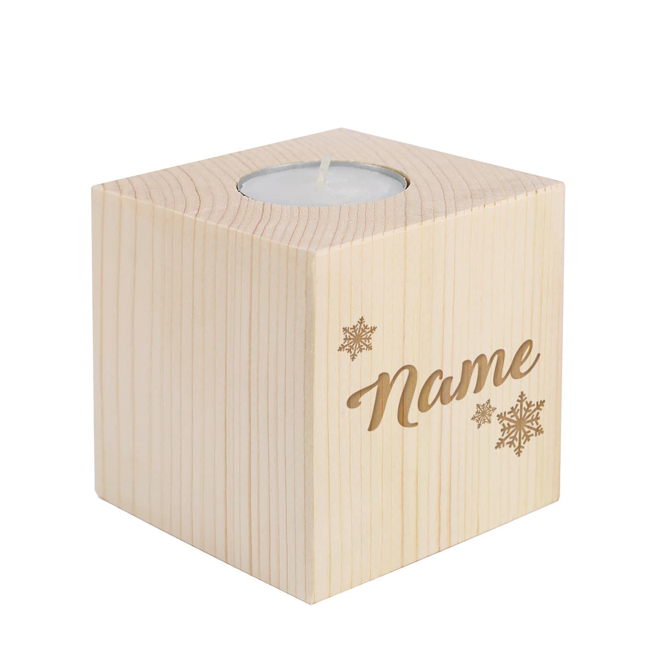 Namensgravur auf dem Teelichthalter