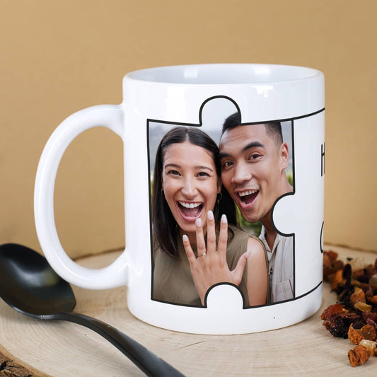 Tasse mit zwei Fotos und Text nach Wunsch bedruckt