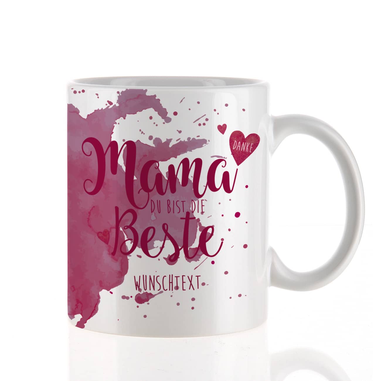Tasse "Mama Du bist die Beste" mit Wunschtext in weinrot