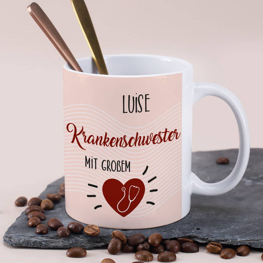 Tasse als personalisiertes Geschenk mit Name für Krankenschwester