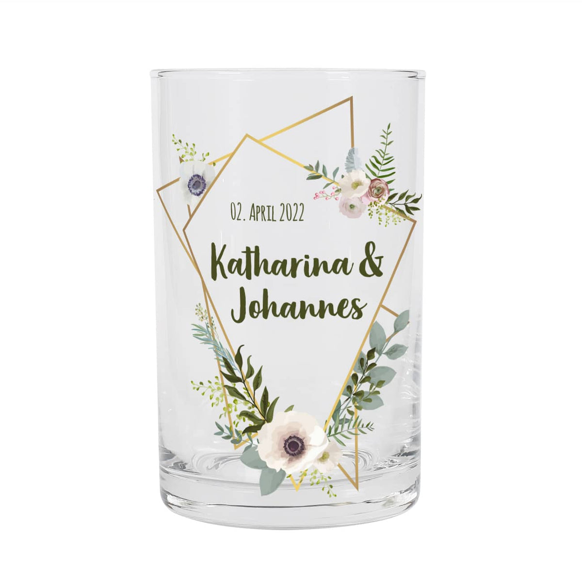 Geschenk zur Hochzeit mit Namen und Datum