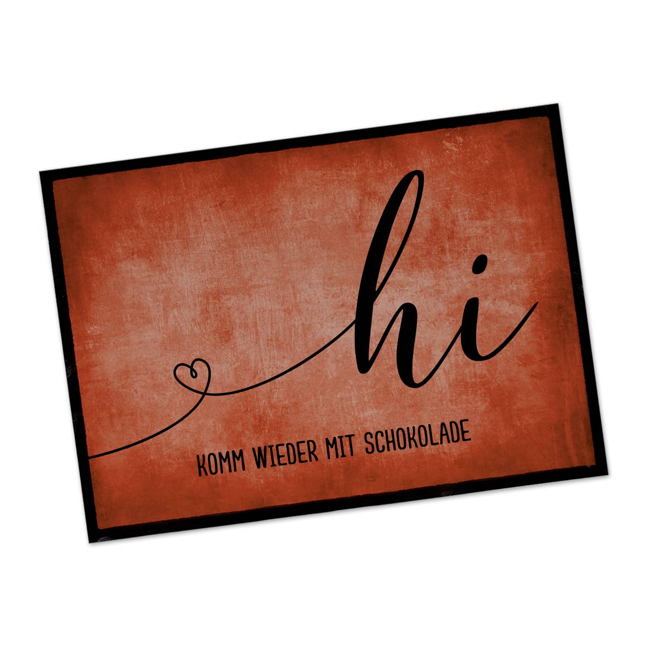 Rote Hi Fußmatte mit Herz und Wunschtext, 70 x 50 cm