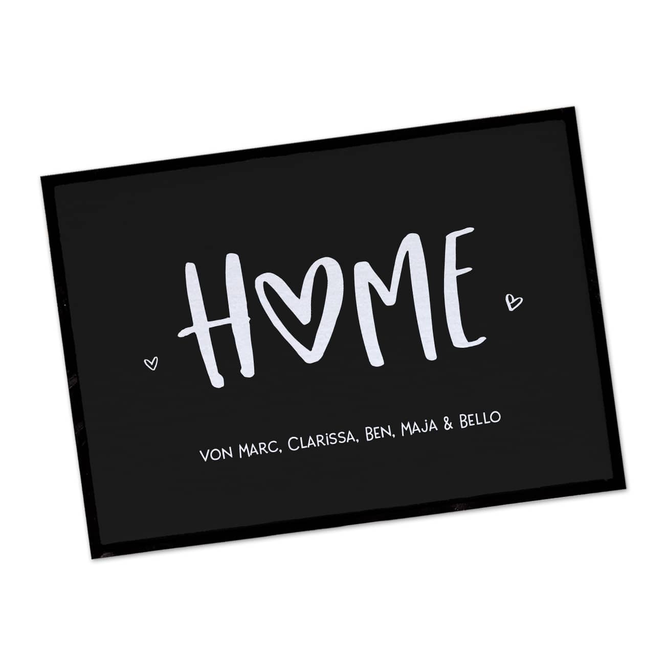 Home Fußmatte mit Herz und Namen, 70 x 50 cm und 60 x 40 cm