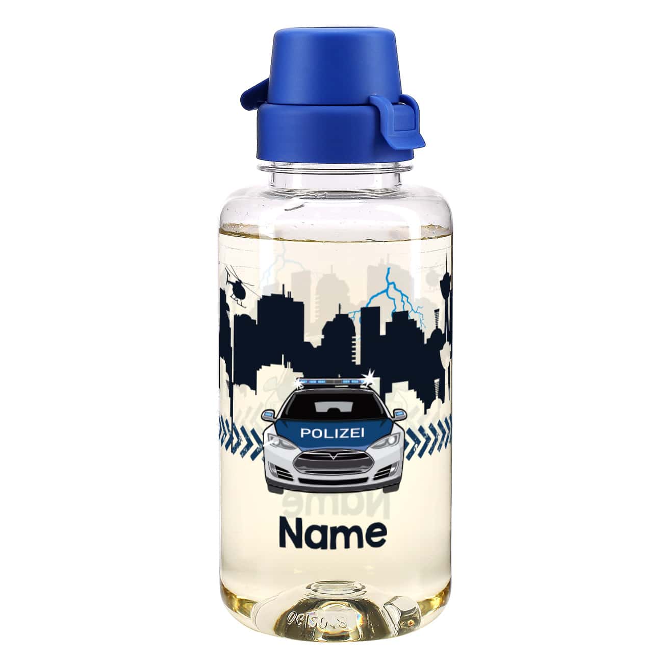 transparente Polizei - Trinkflasche mit Name 700 ml