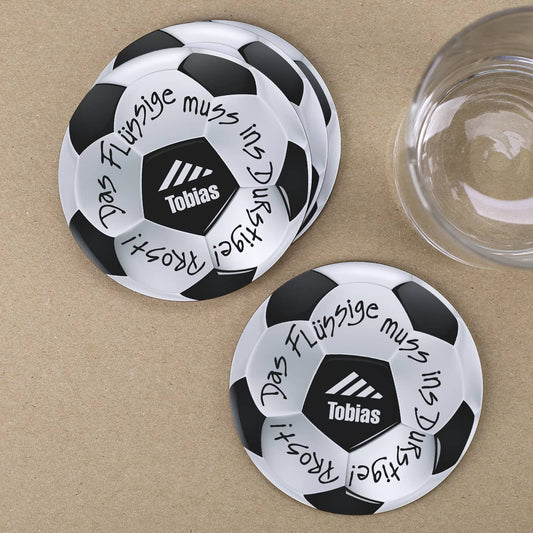 Mit Name personalisierte Untersetzer für Fußball-Fans