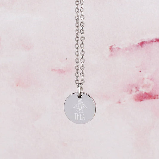 Silberne Schutzengel Halskette mit Name graviert