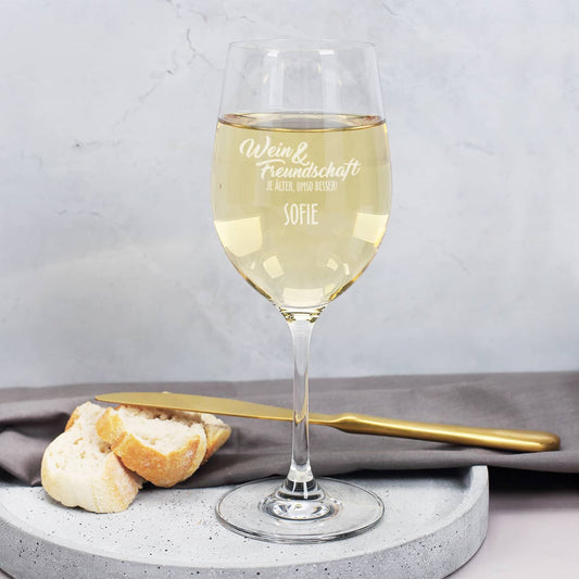 Weinglas für Freunde mit Ihrem Wunschnamen
