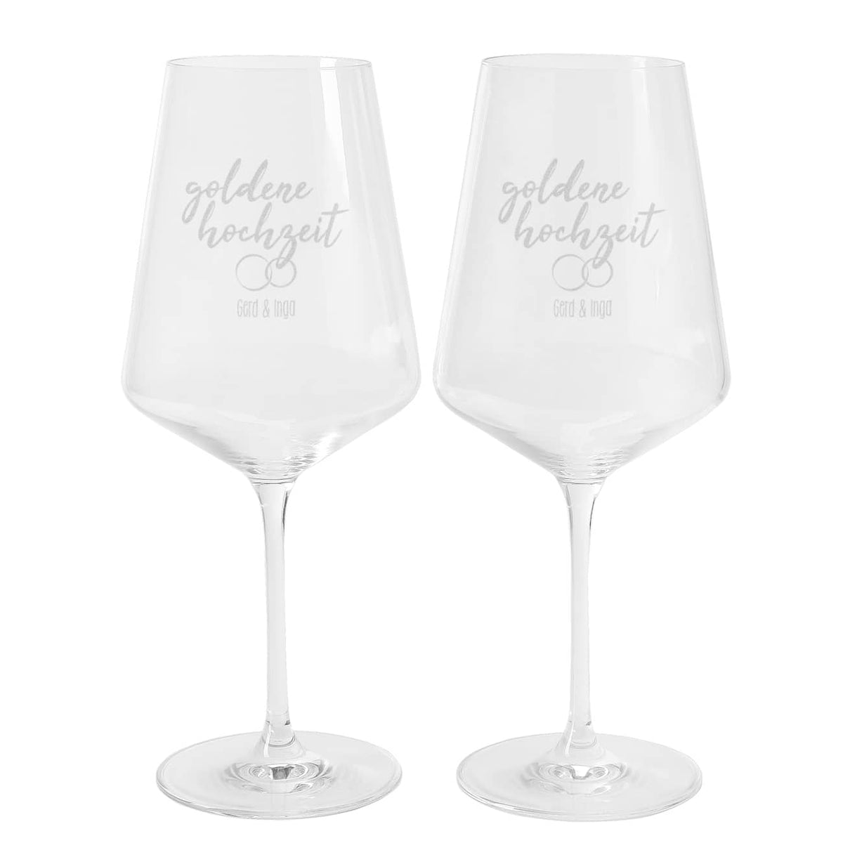 Silber Hochzeit graviert auf Rotweinglas