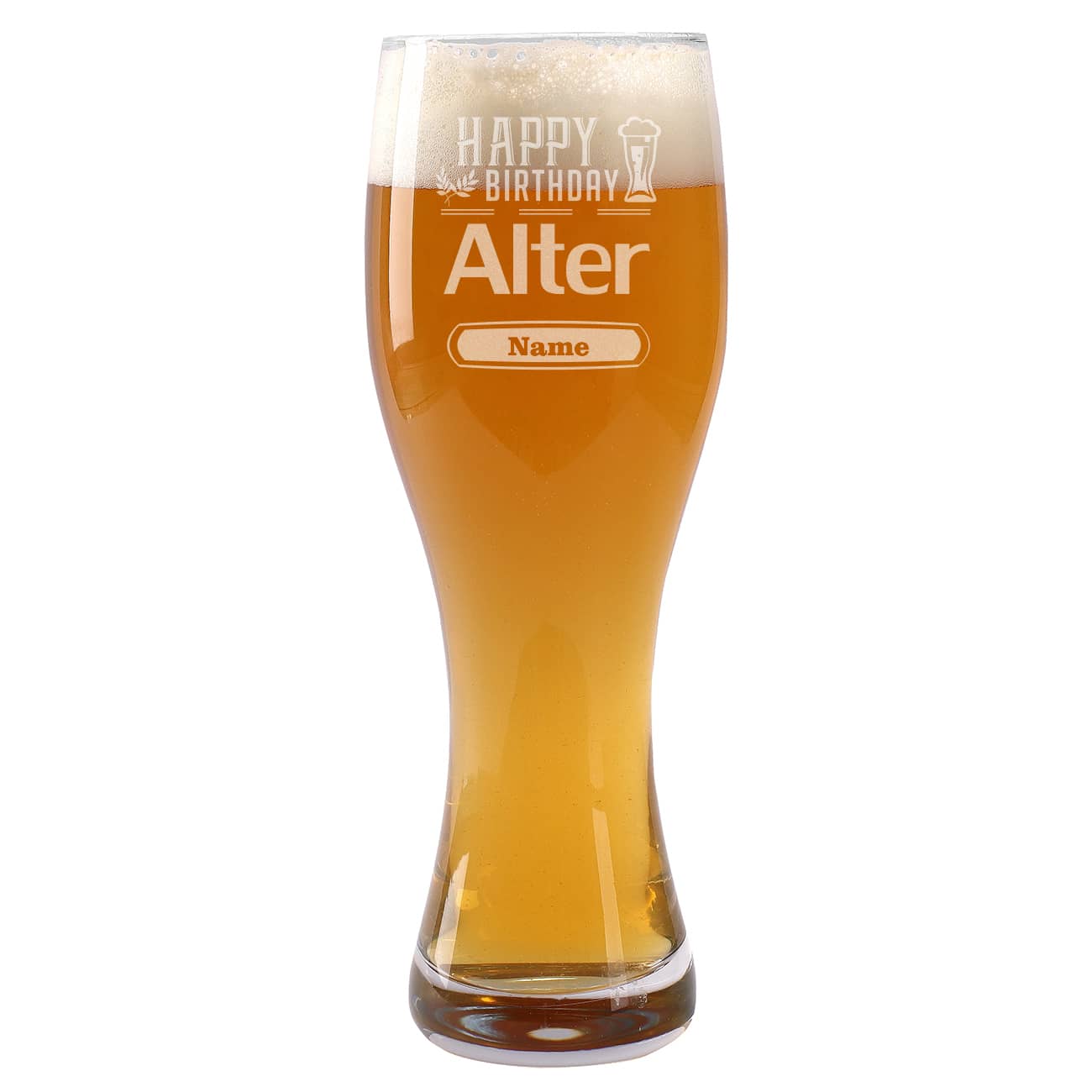 Bierglas mit Name und Alter graviert