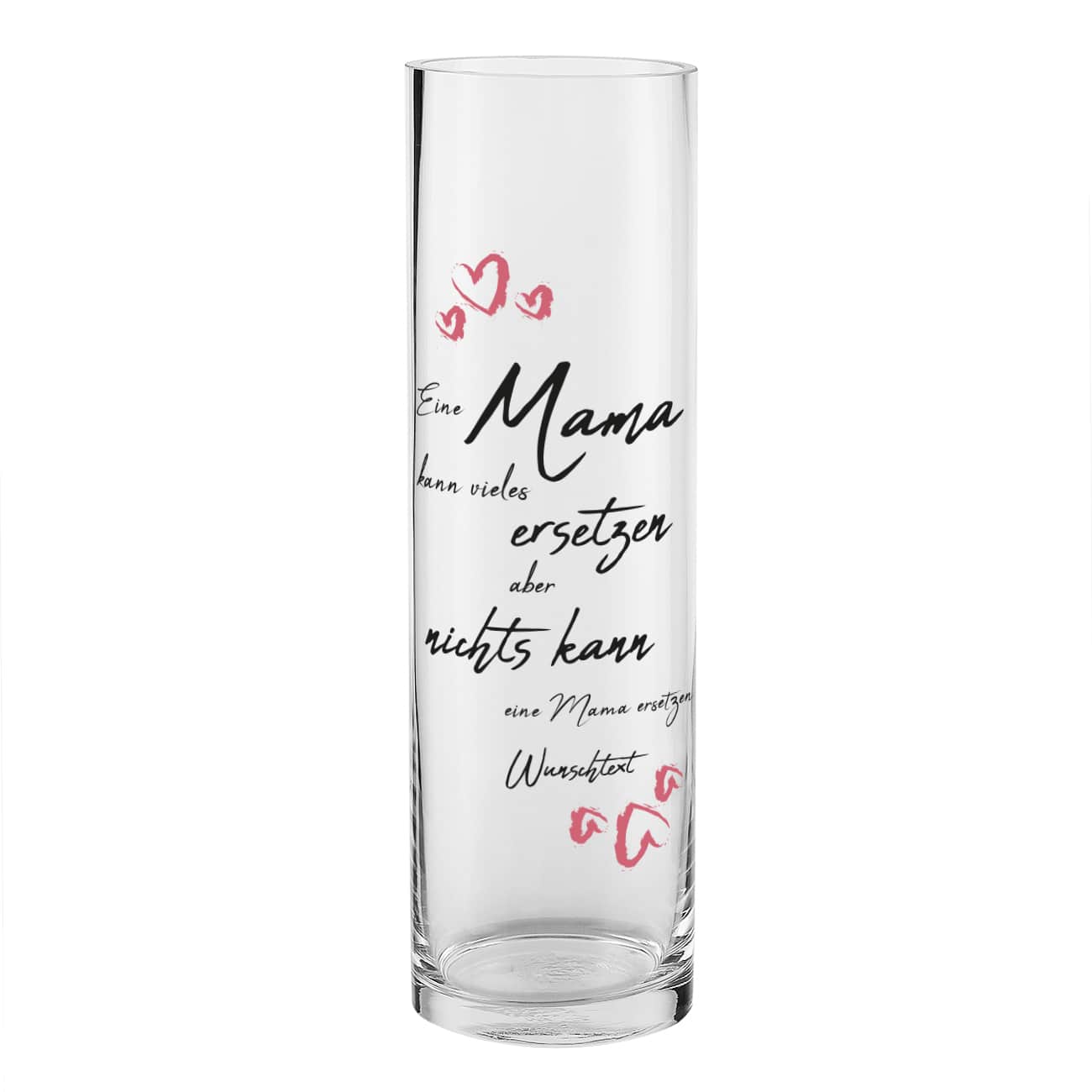 Vase bedruckt mit Spruch und Wunschtext zum Muttertag