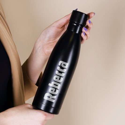 Thermosflasche in zwei Farben mit Ihrem Wunschnamen