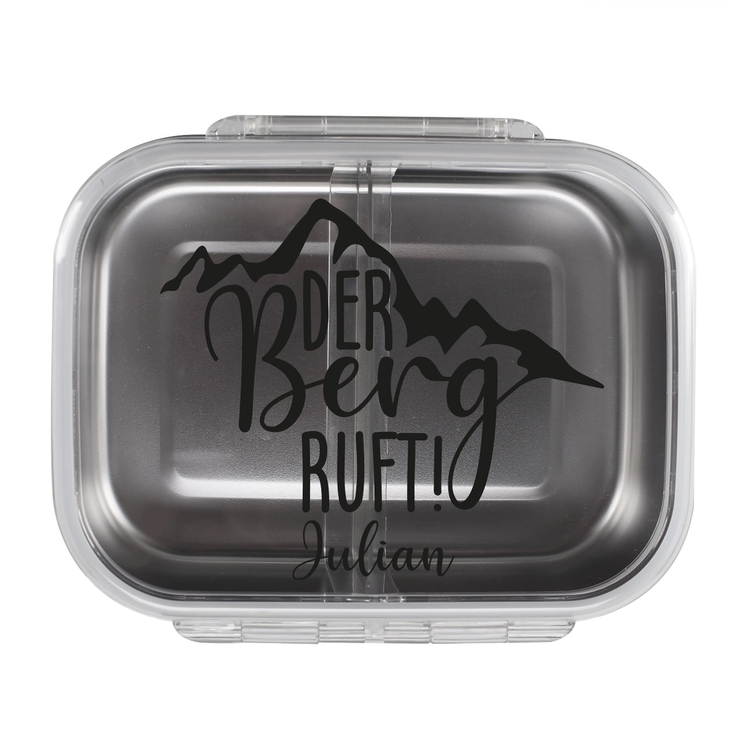 Personalisierte Edelstahl Brotdose für Wanderer – Der Berg ruft! Lunchbox